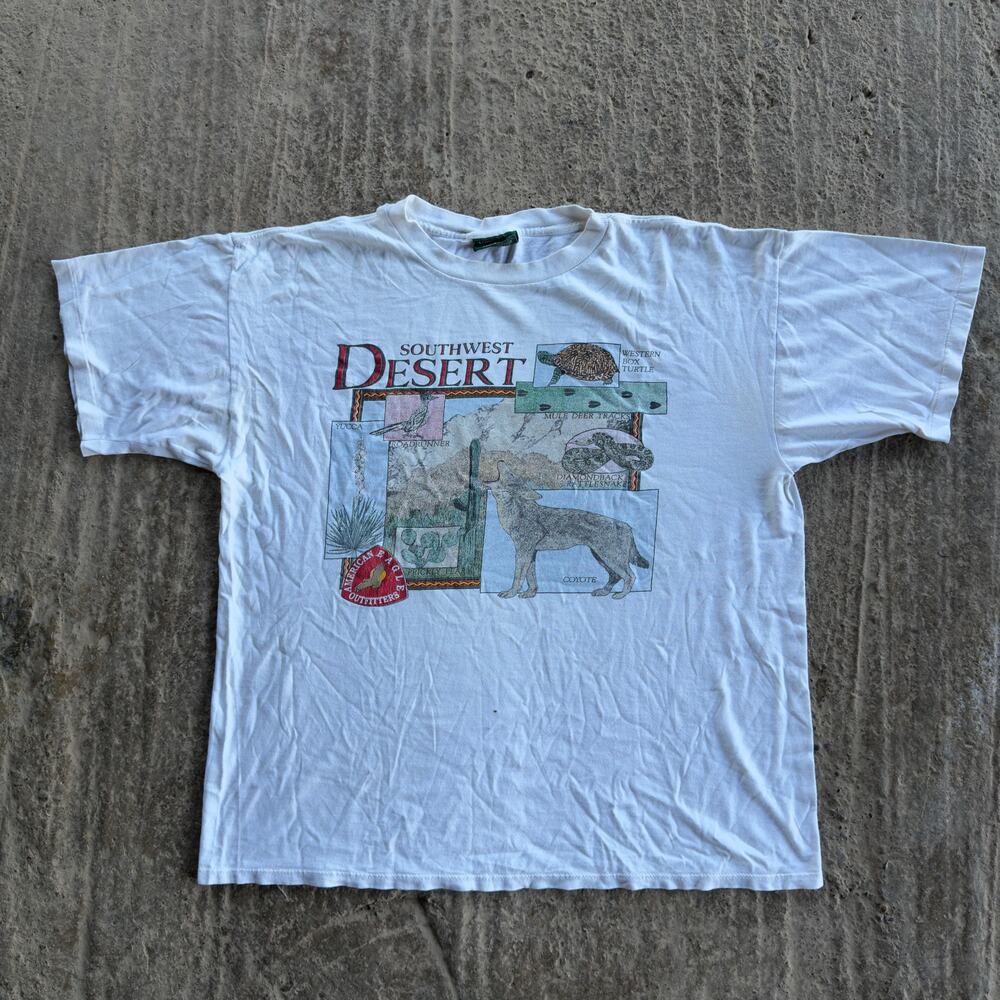 Vintage 80s shirt animals southwest desert american eagle XL white tee
